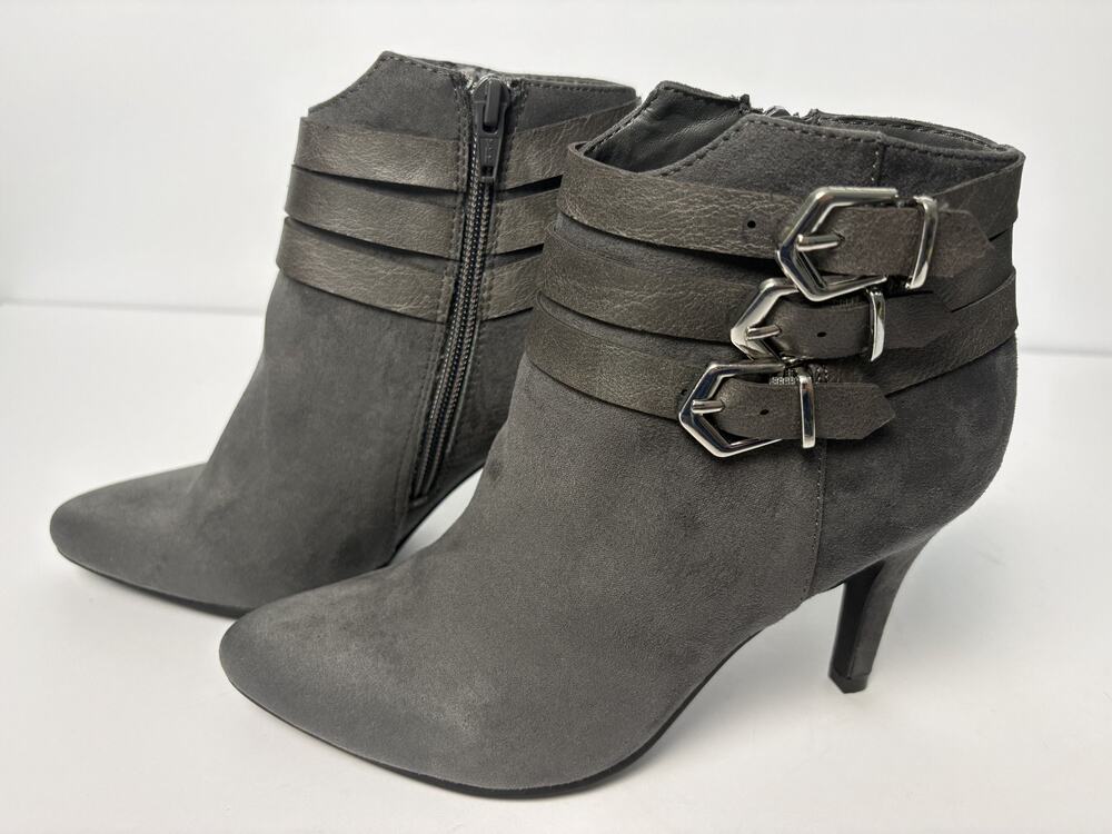 A.N.A .Triple Buckle Gray Ankle Boots Size 5.5M
